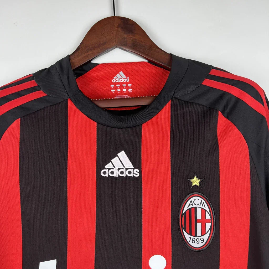 Camisa Retrô Milan I I Adidas 2008/09 Manga Longa Vermelho e Preto
