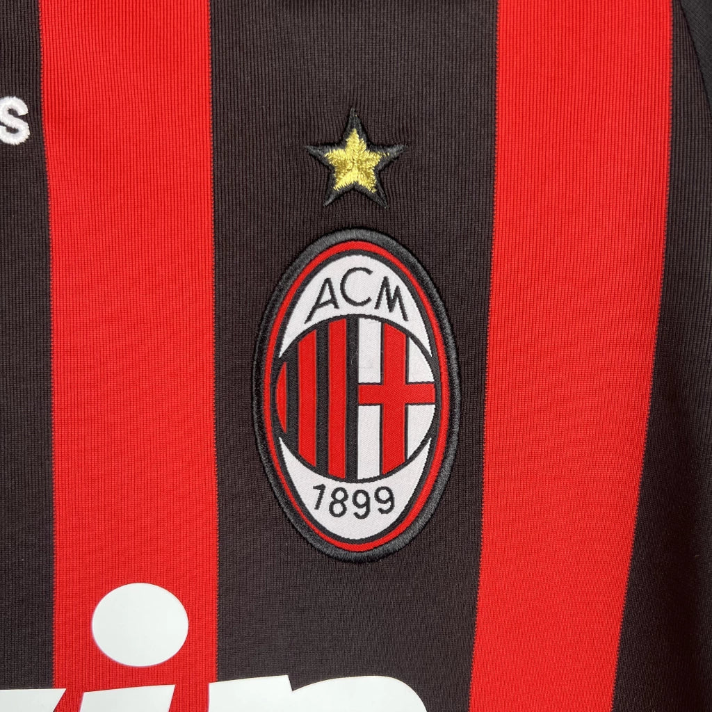 Camisa Retrô Milan I I Adidas 2008/09 Manga Longa Vermelho e Preto