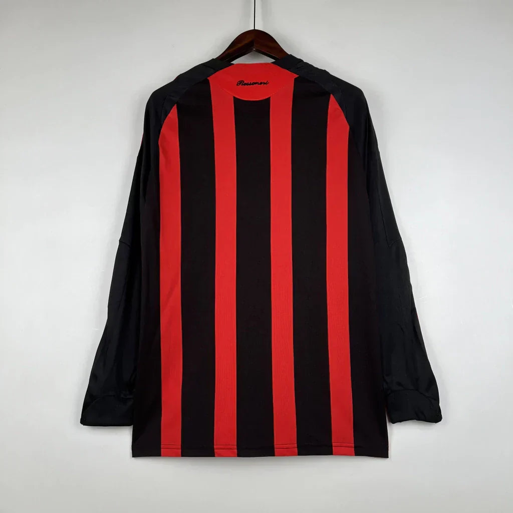 Camisa Retrô Milan I I Adidas 2008/09 Manga Longa Vermelho e Preto
