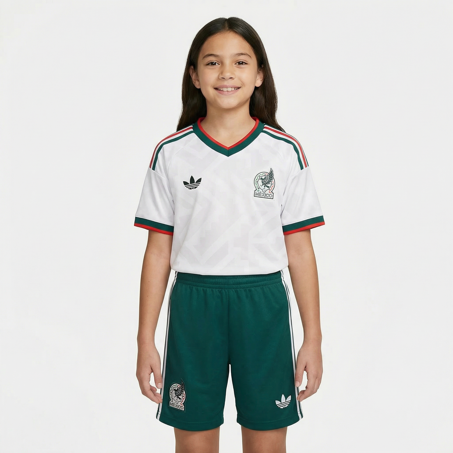Conjunto Infantil México 2026/27  Feminino - Branco Verde