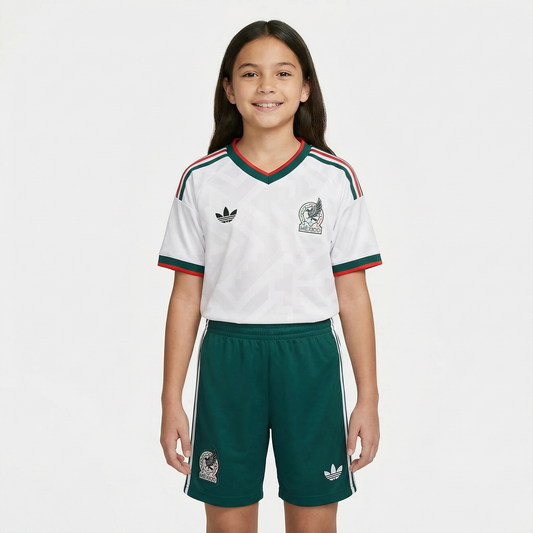 Conjunto Infantil México 2026/27  Feminino - Branco Verde